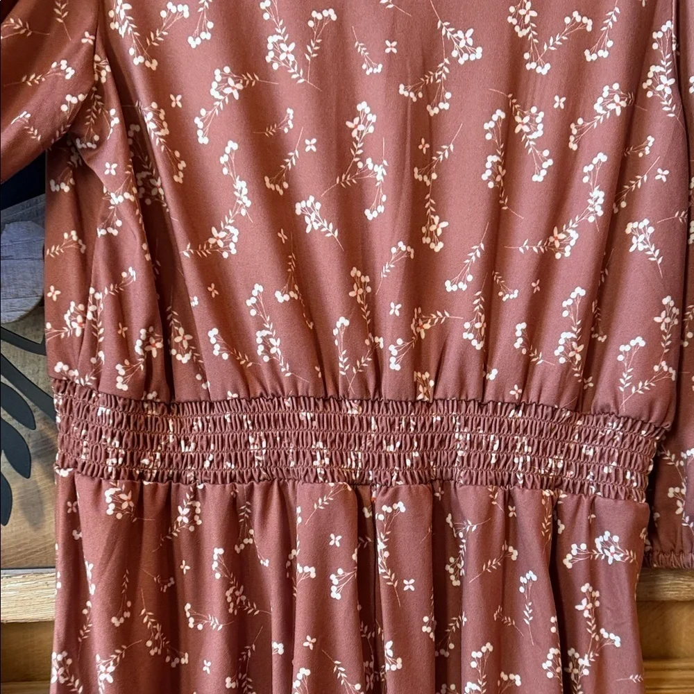 Adorable Brown Floral Kids Dress